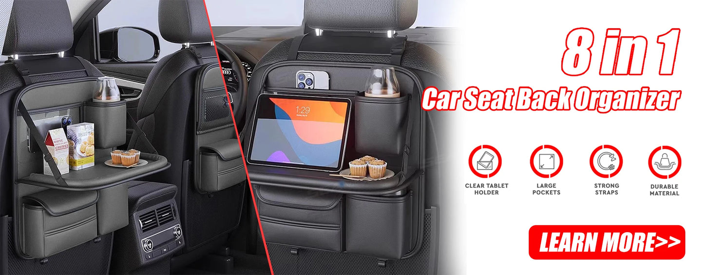 Car Seat Back Storage Box – Universal Hanging Headrest Organizer with Foldable Pockets