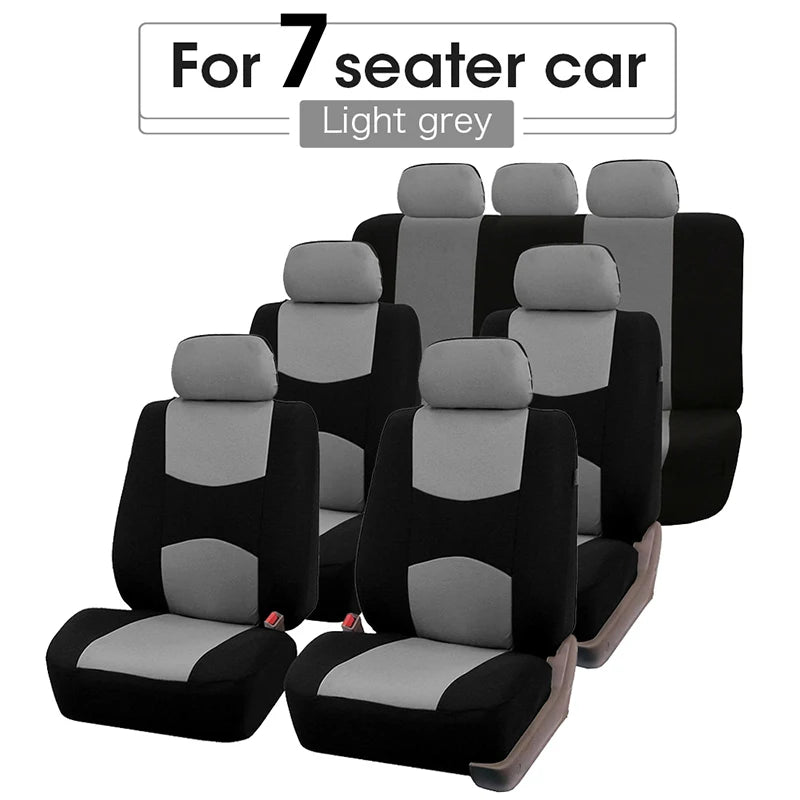 Universal Car Seat Cover Set Airbag Compatible with Breathable Fabric for 1,2,5, or 7 Seats