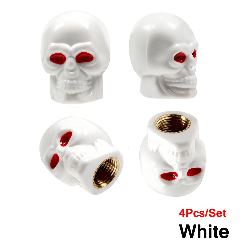 Skull Style Tire Valve Stem Caps Set of 4