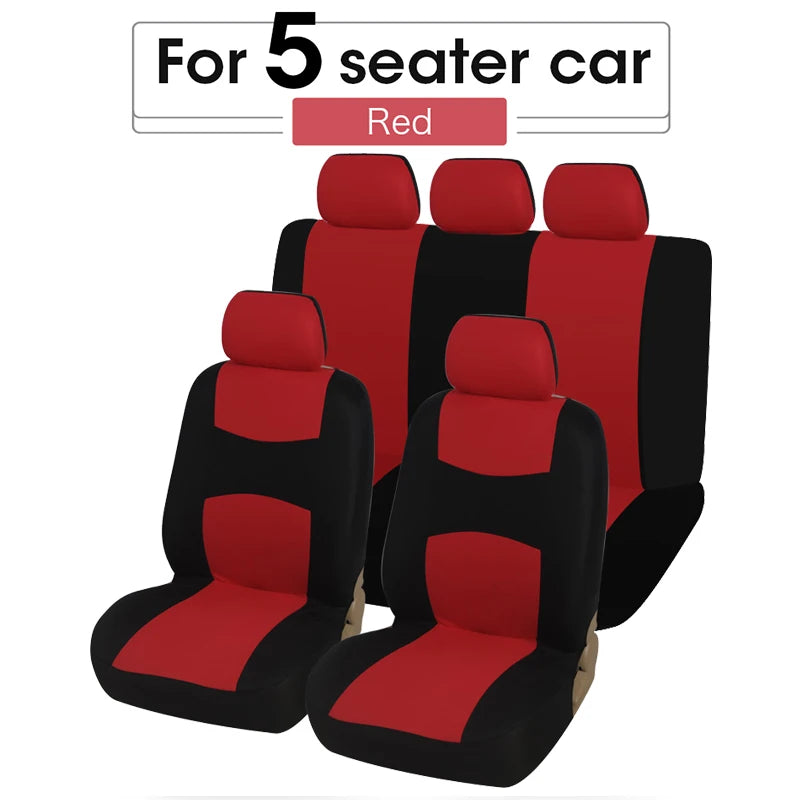 Universal Car Seat Cover Set Airbag Compatible with Breathable Fabric for 1,2,5, or 7 Seats