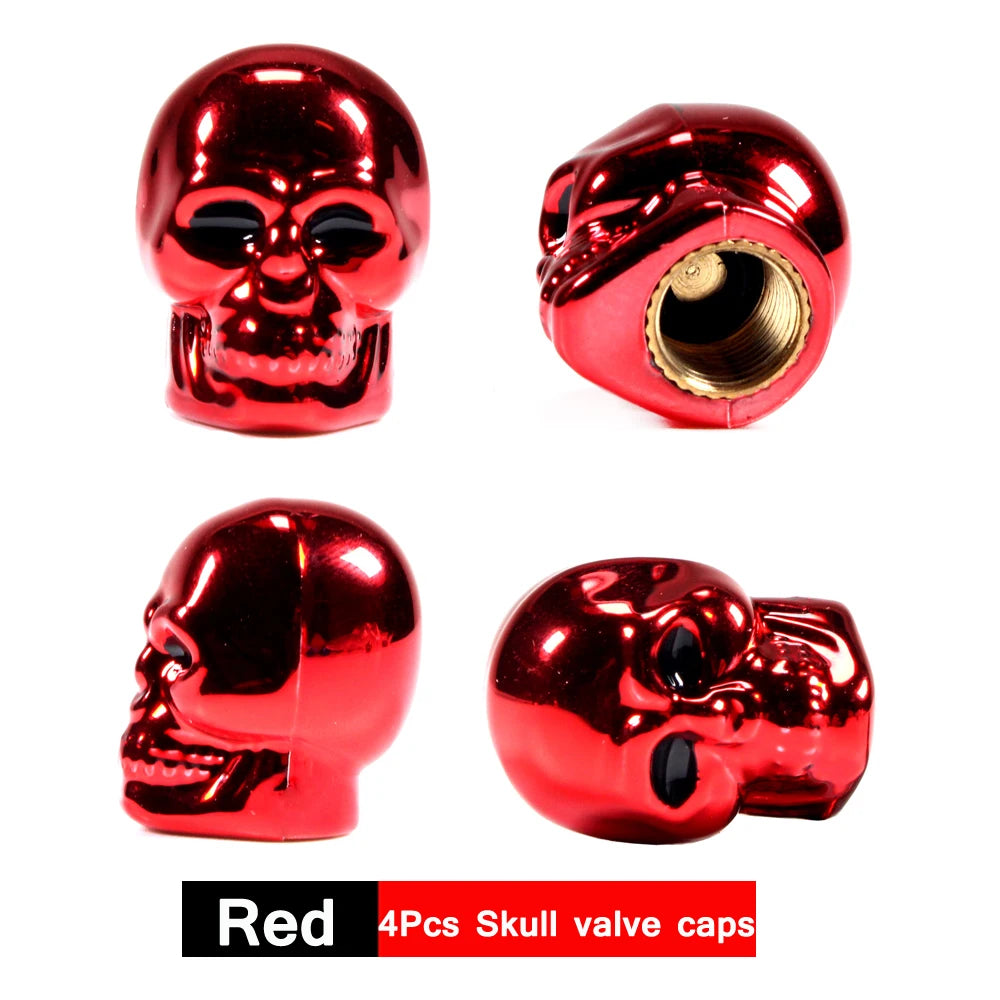 Skull Style Tire Valve Stem Caps Set of 4