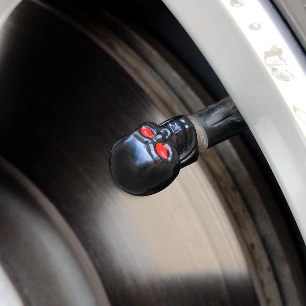 Skull Style Tire Valve Stem Caps Set of 4