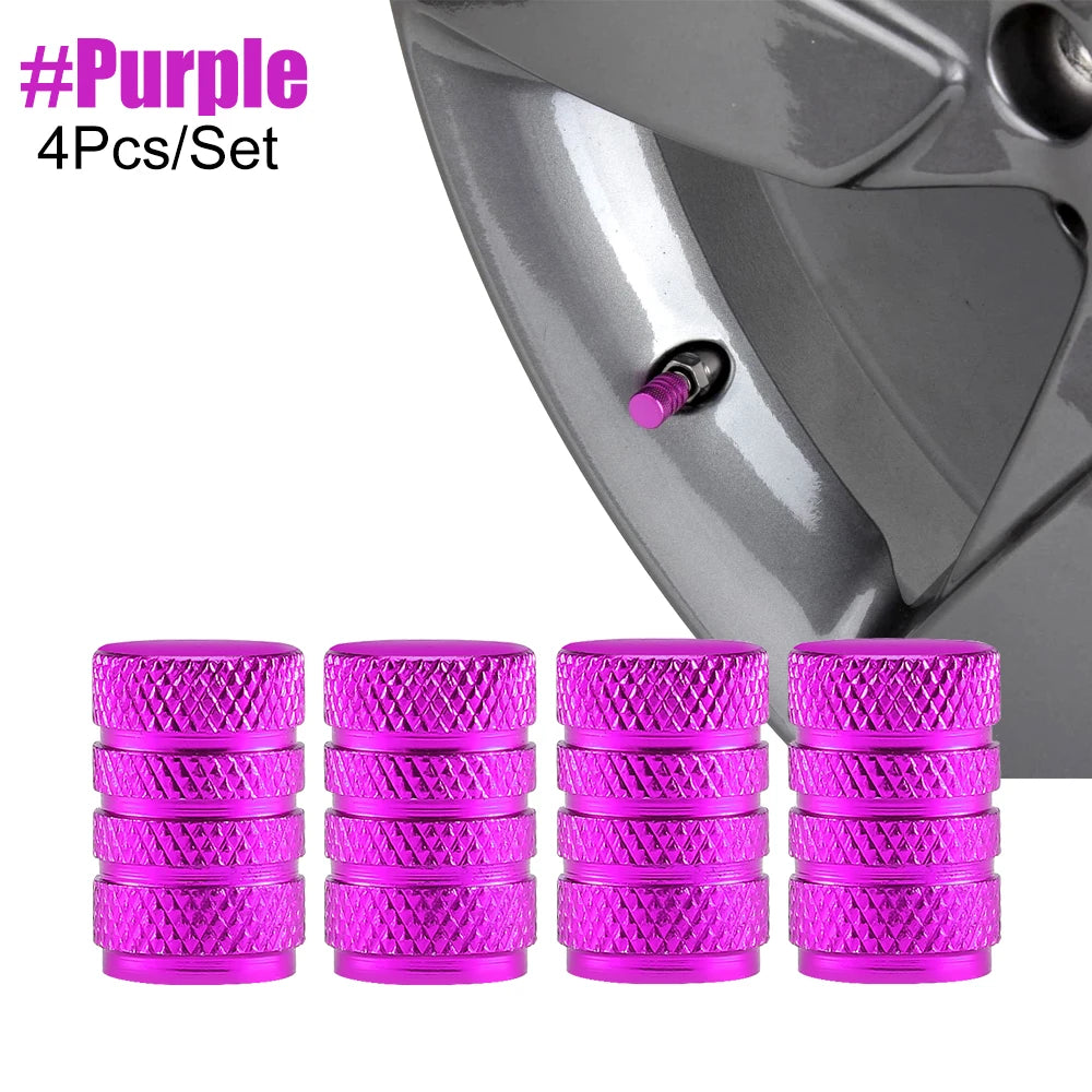 Tire Valve Stem Cap Set of Four Aluminum Dustproof Covers for Car Motorcycle Bicycle and Truck