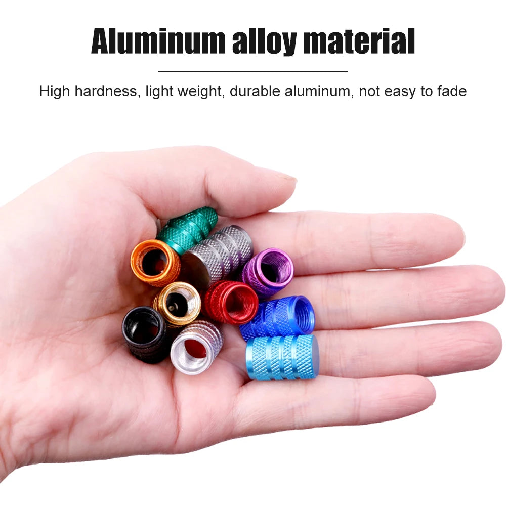 Tire Valve Stem Cap Set of Four Aluminum Dustproof Covers for Car Motorcycle Bicycle and Truck