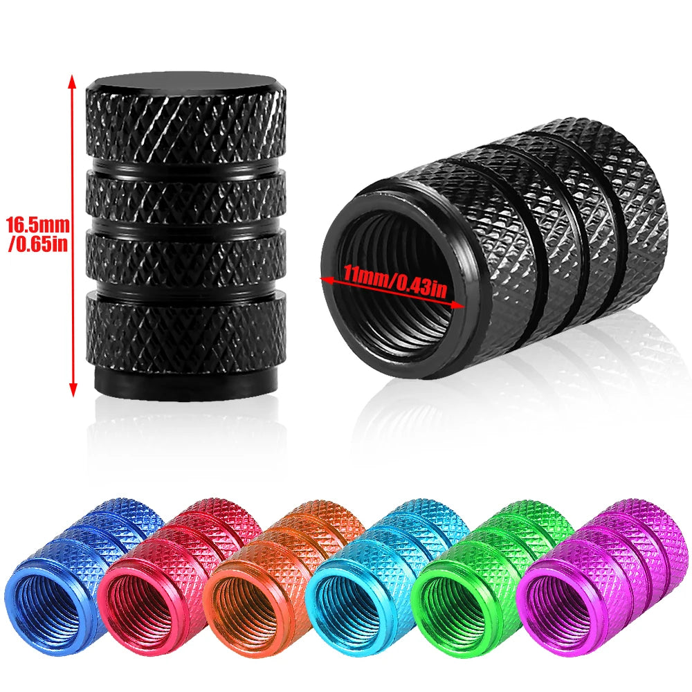 Tire Valve Stem Cap Set of Four Aluminum Dustproof Covers for Car Motorcycle Bicycle and Truck