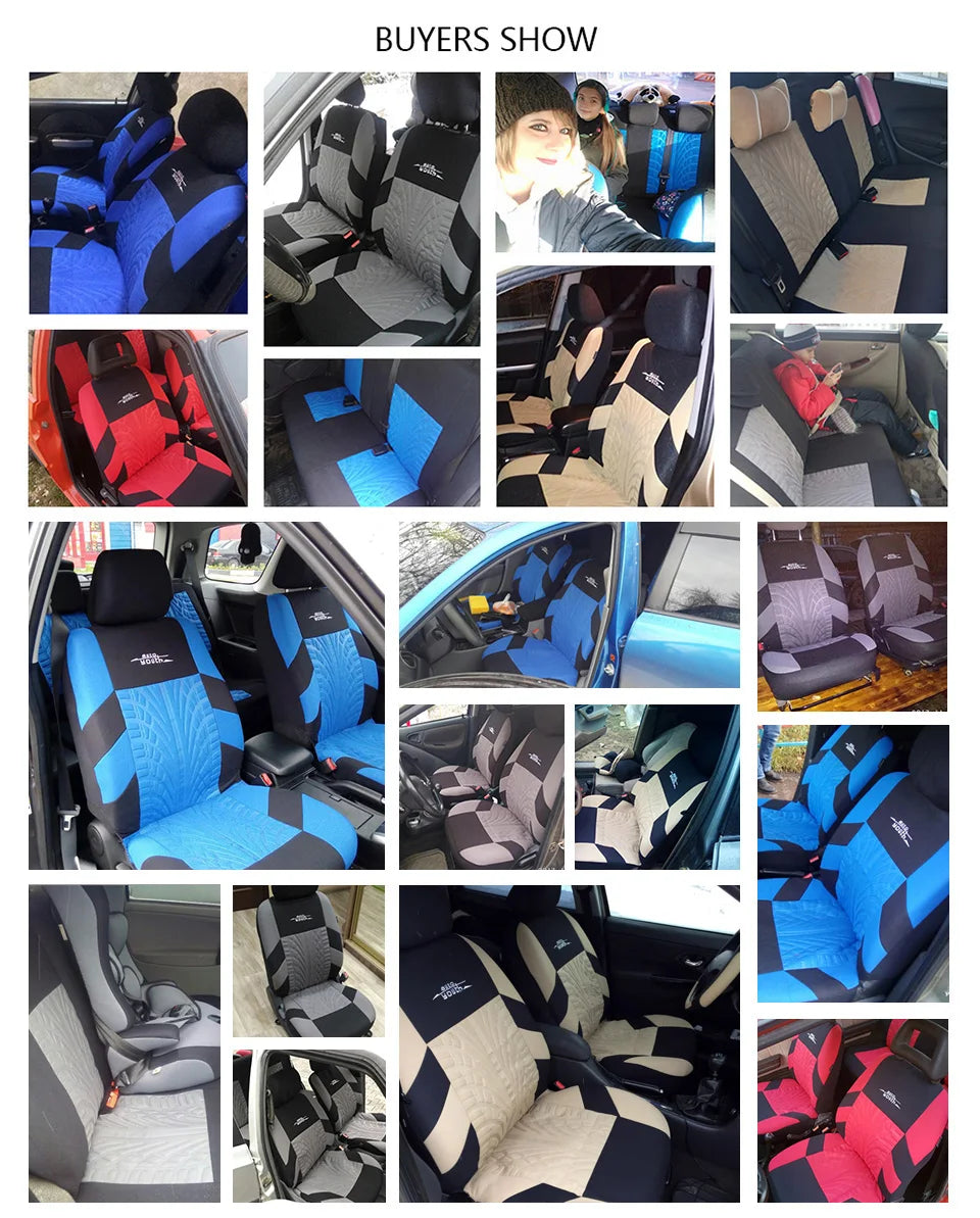 Universal Car Seat Cover Set with Embroidered Design for All Season Comfort