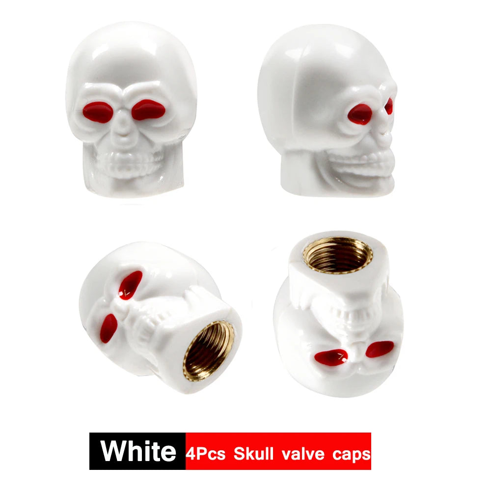 Skull Style Tire Valve Stem Caps Set of 4