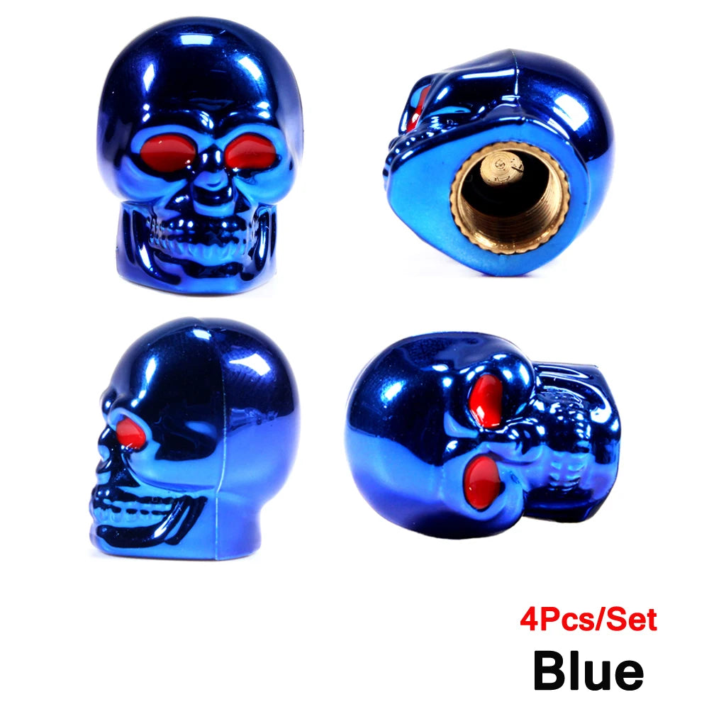 Skull Style Tire Valve Stem Caps Set of 4