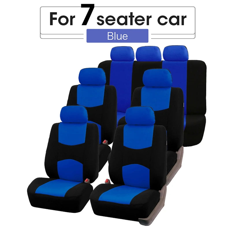 Universal Car Seat Cover Set Airbag Compatible with Breathable Fabric for 1,2,5, or 7 Seats