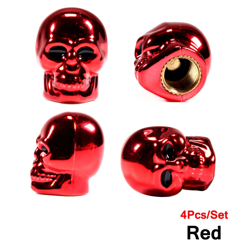 Skull Style Tire Valve Stem Caps Set of 4