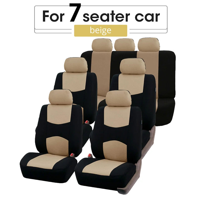 Universal Car Seat Cover Set Airbag Compatible with Breathable Fabric for 1,2,5, or 7 Seats