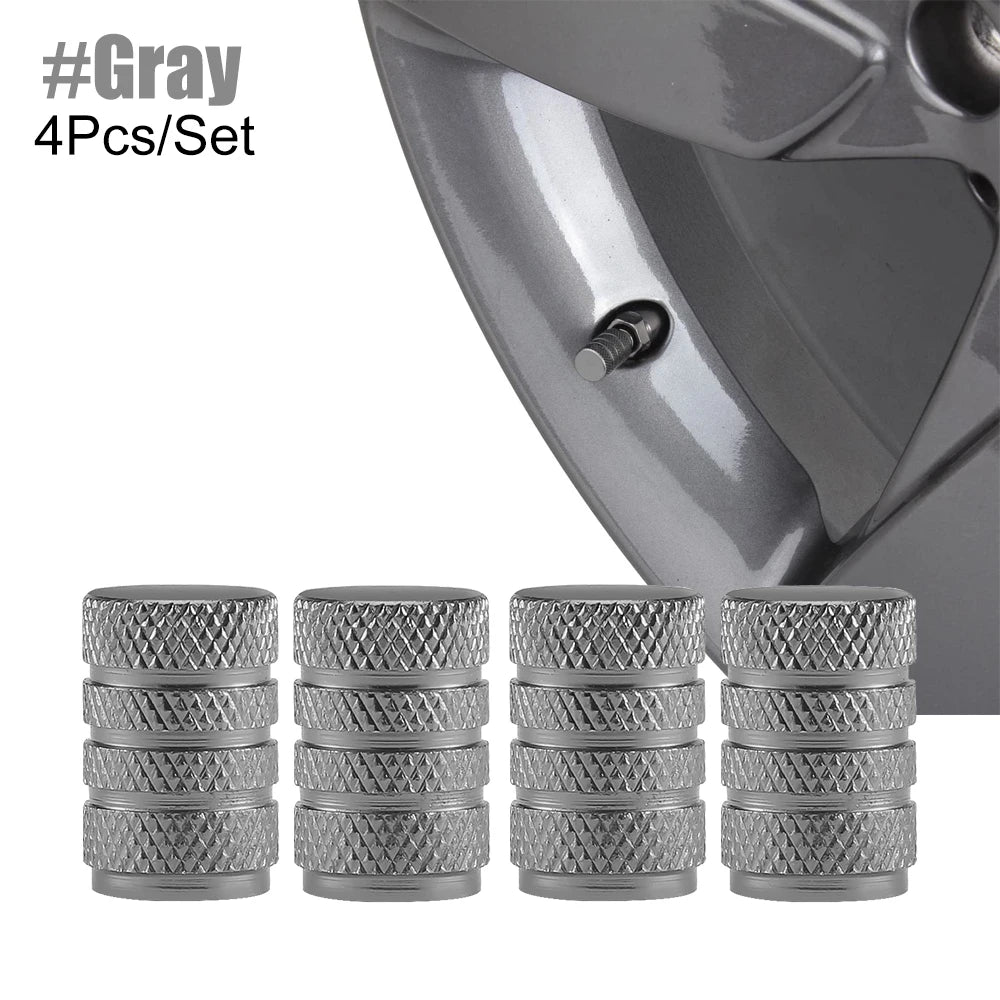 Tire Valve Stem Cap Set of Four Aluminum Dustproof Covers for Car Motorcycle Bicycle and Truck