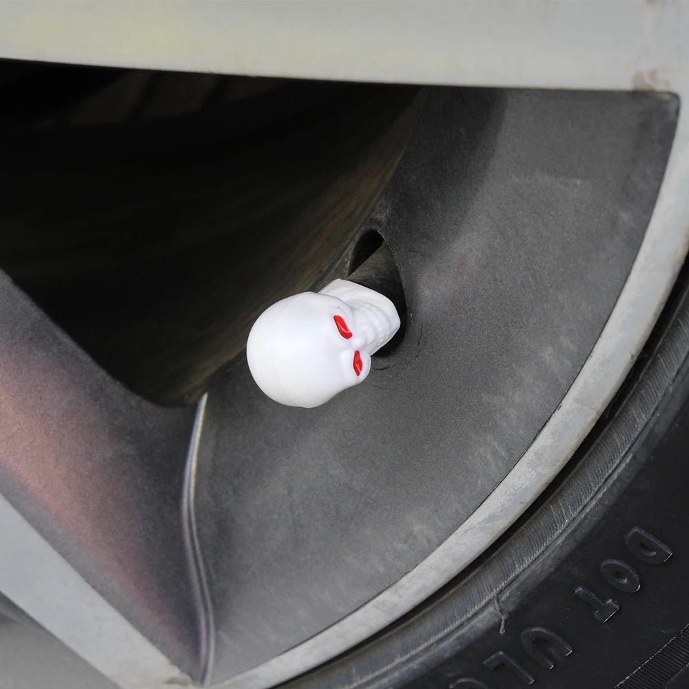 Skull Style Tire Valve Stem Caps Set of 4