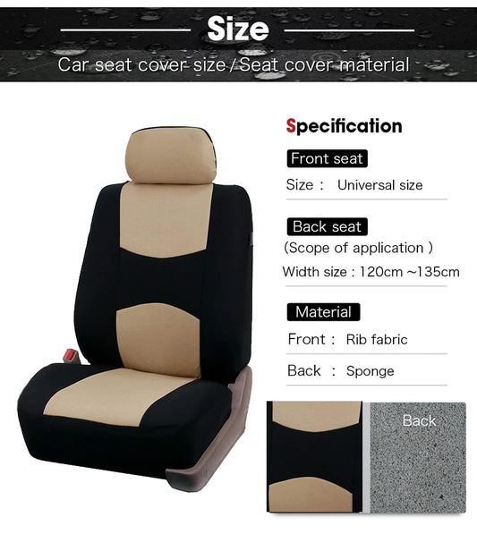 Universal Car Seat Cover Set Airbag Compatible with Breathable Fabric for 1,2,5, or 7 Seats