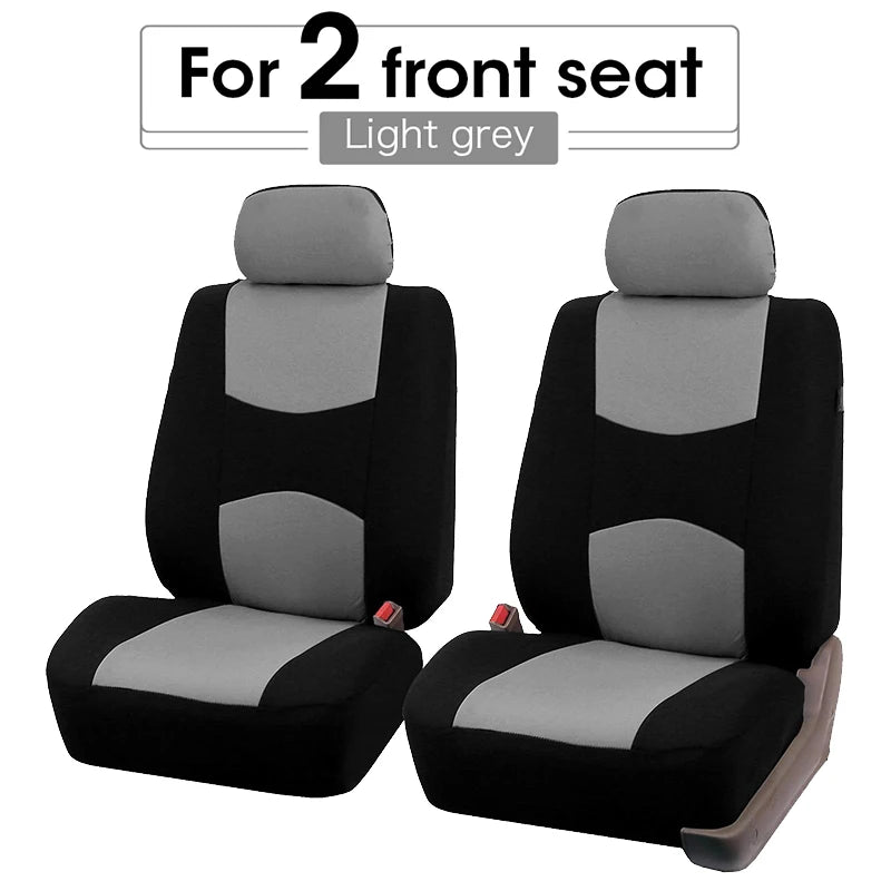 Universal Car Seat Cover Set Airbag Compatible with Breathable Fabric for 1,2,5, or 7 Seats