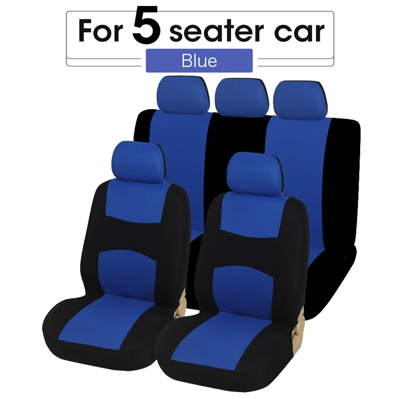 Universal Car Seat Cover Set Airbag Compatible with Breathable Fabric for 1,2,5, or 7 Seats
