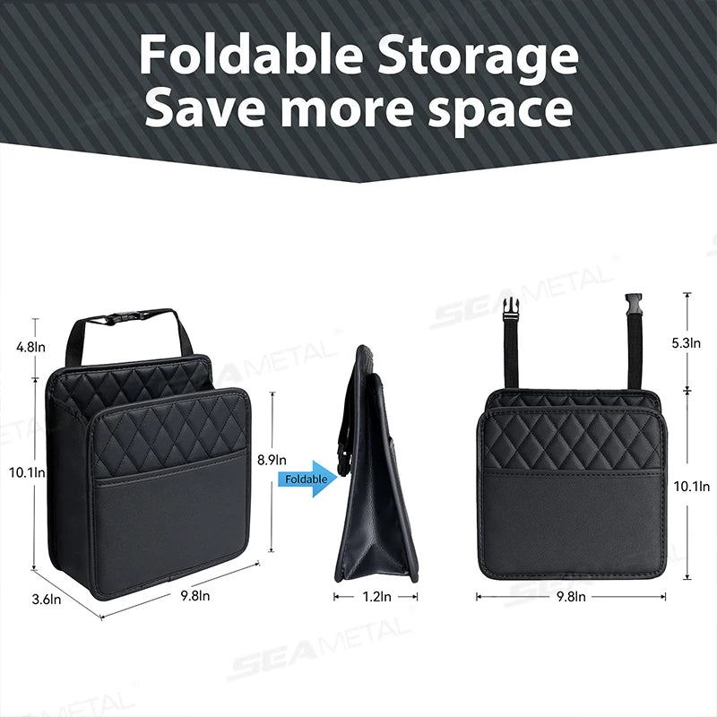 Car Seat Back Storage Box – Universal Hanging Headrest Organizer with Foldable Pockets