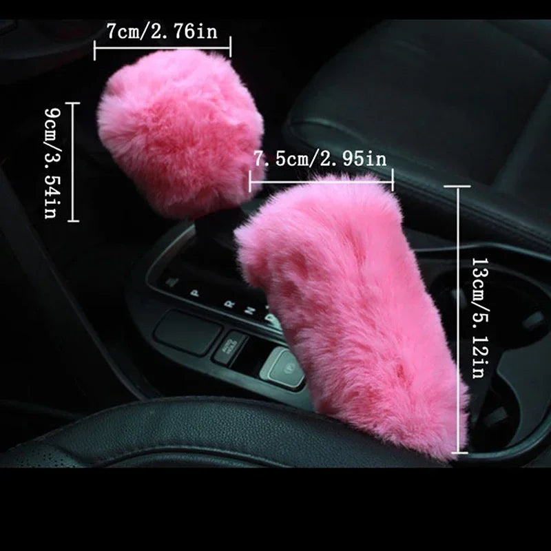 Plush Steering Wheel and Gear Shift Cover Set