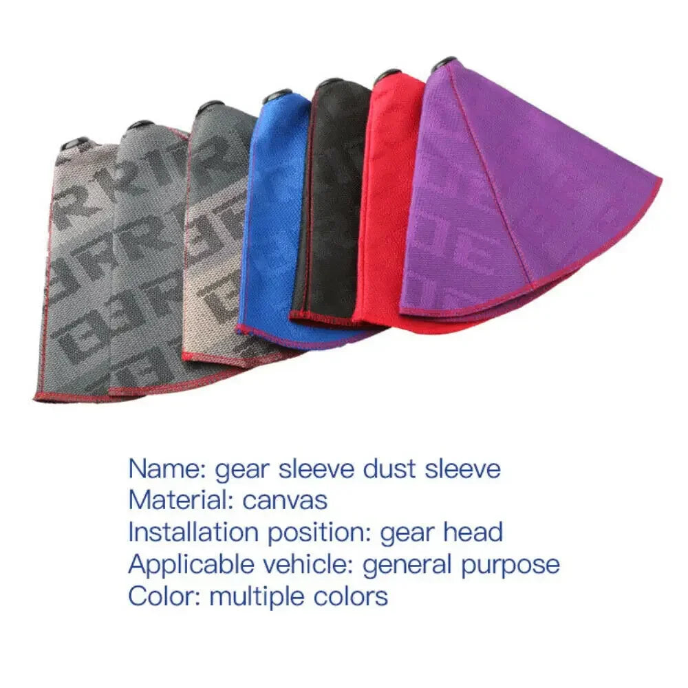JDM Style Fabric Gear Shift Boot Cover with Red Stitching