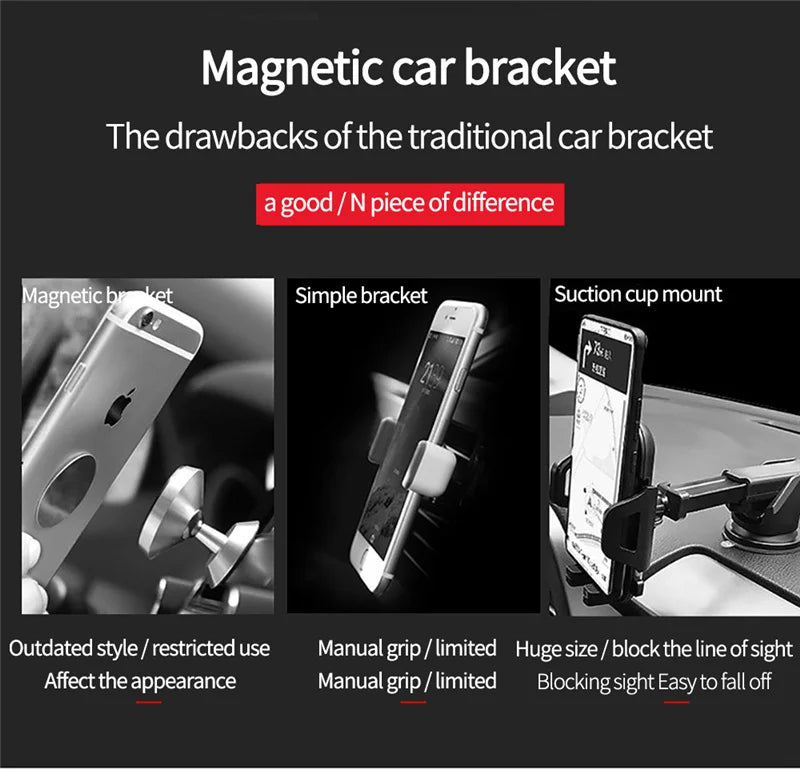 Magnetic Car Phone Holder – Air Vent Clip Mount for iPhone, Samsung, Xiaomi, LG – Car Mobile & GPS Stand