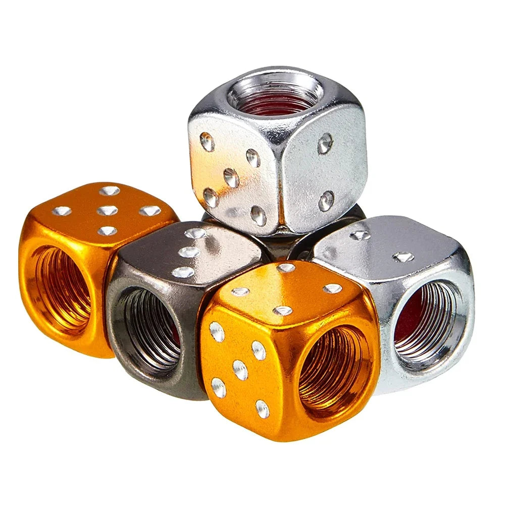 Aluminum Dice Tire Valve Cap Set for Car Motorcycle Bicycle or Truck