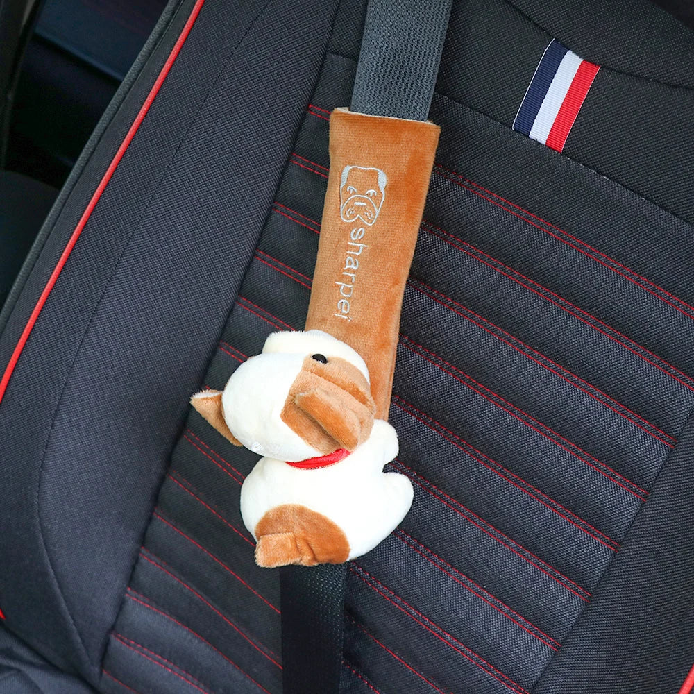 Cartoon Car Seat Belt Cover – Universal Flannel Shoulder Pad for Comfort & Safety