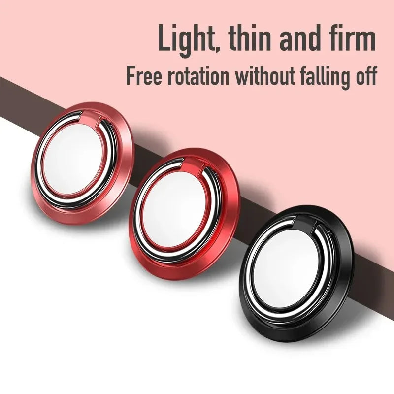 360° Rotating Finger Ring Holder Stand – Magnetic Car Mount Phone Grip with Universal Back Sticker