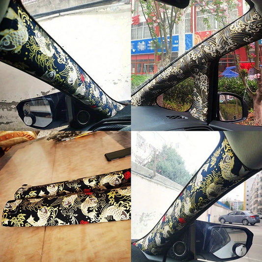 Self Adhesive Embroidered Car Interior Trim Stickers for Pillars and Panels
