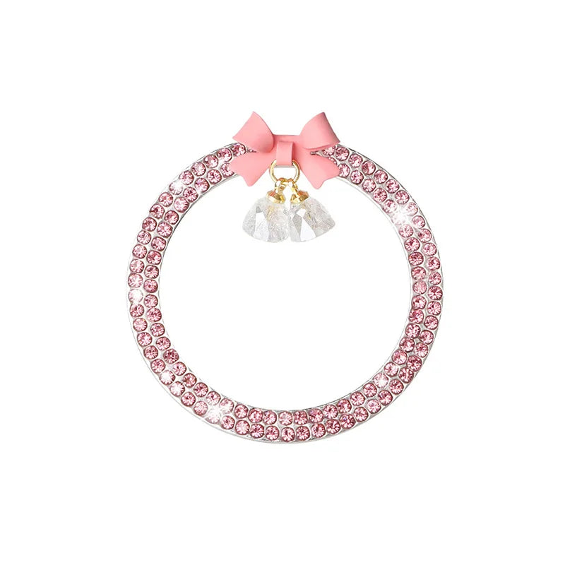Rhinestone Bow Bell Car Start Switch Button Cover – Decorative Diamond Sticker Ring Trim