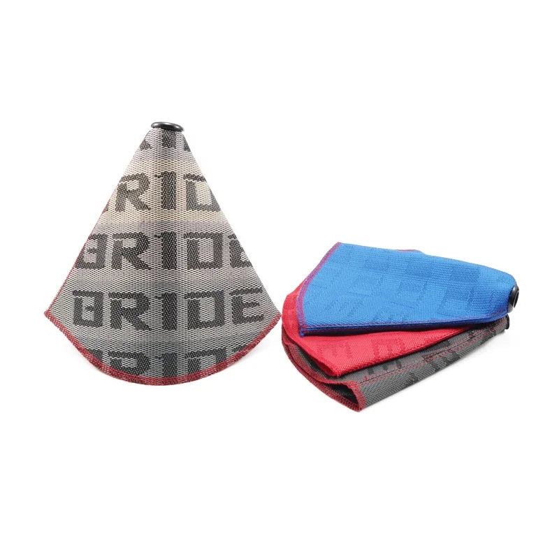 JDM Style Fabric Gear Shift Boot Cover with Red Stitching