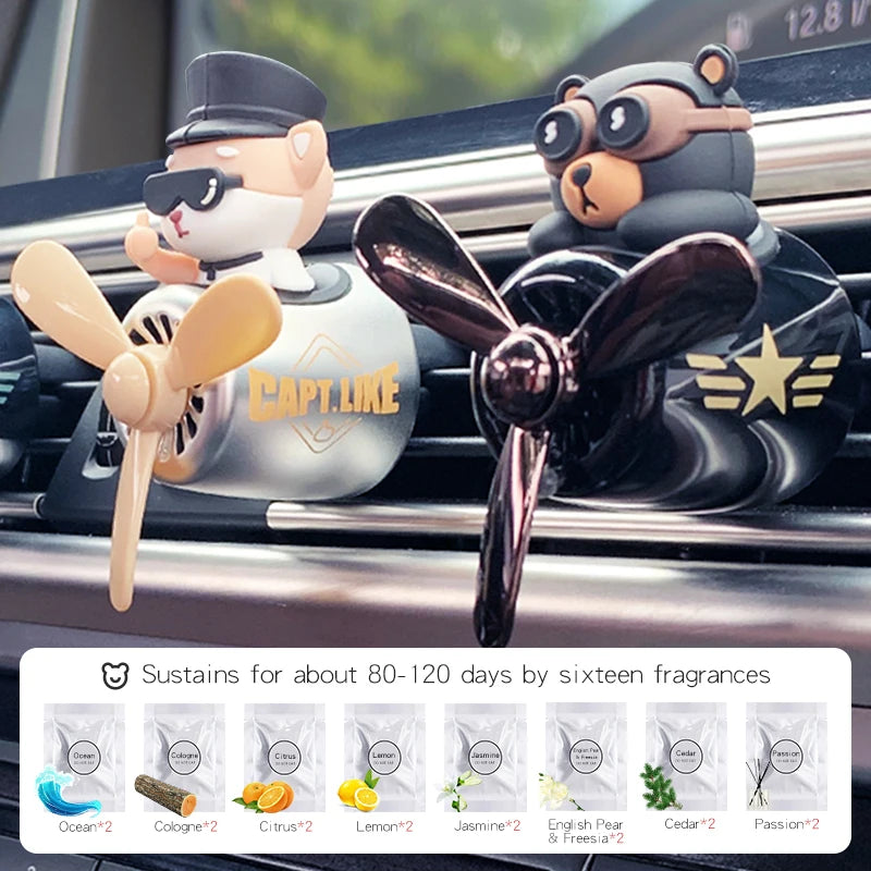 Bear Pilot Car Air Freshener Vent Clip