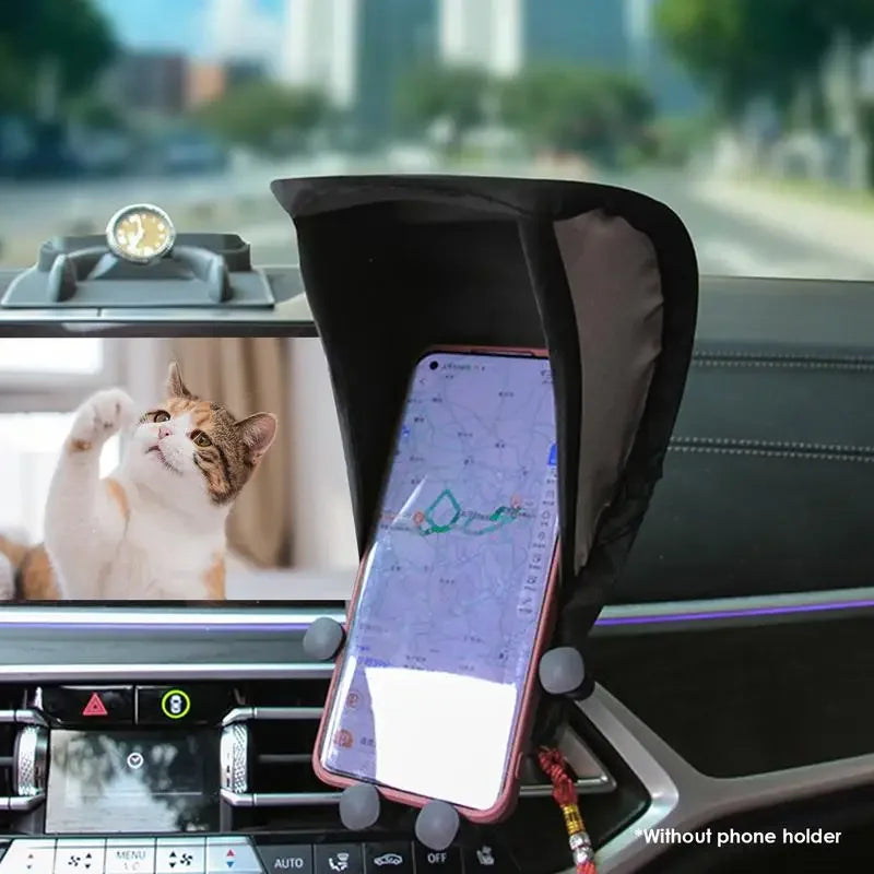 Phone Sun Shade & Stand – Glare Blocking Mobile Holder for Motorcycle, Bike & Car