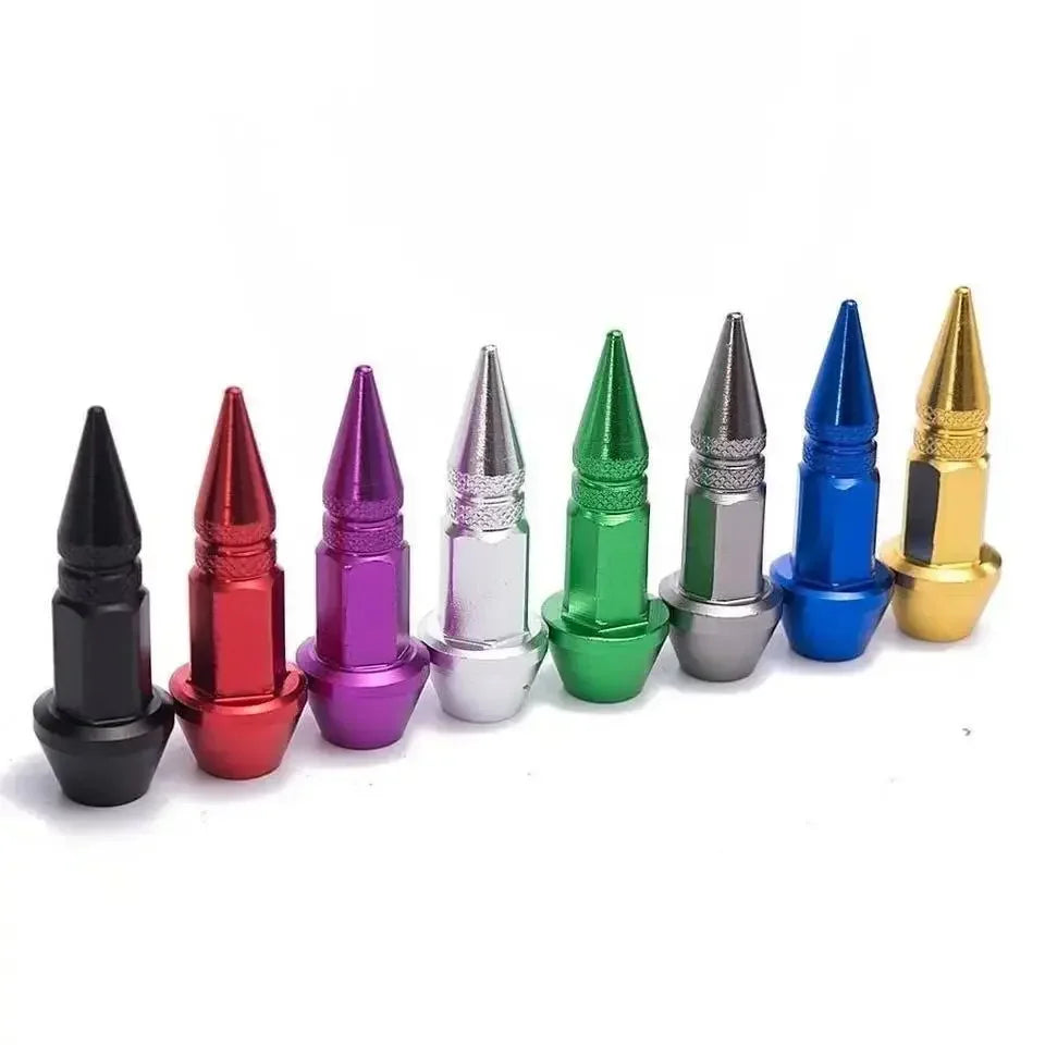 Bullet Style Tire Valve Caps Set of Four Universal Fit for Car Motorcycle and Bicycle