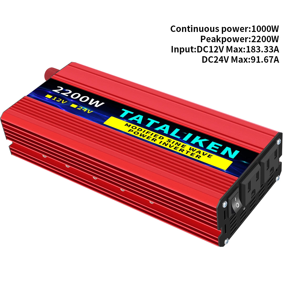 12V DC to 110V AC Power Inverter – Modified Sine Wave, 500W–4000W with LED Voltage Display