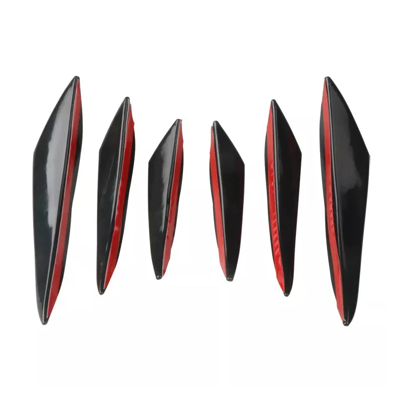 6PCS Universal Rubber Car Front Bumper Lip Protectors – Rear Diffuser Carbon Fiber Spoiler Splitter Guard (Black)