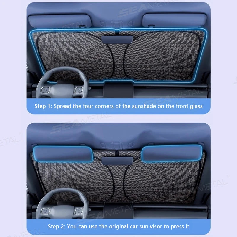 SEAMETAL Foldable Windshield Sunshade Thick 5-Layer Windscreen Sun Protection Cover Privacy Curtain Universal for Sedan Suv Mpv