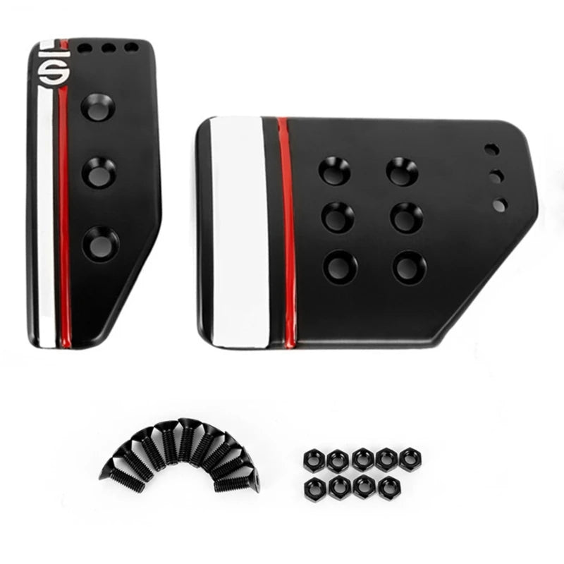 Anti-Slip Aluminum Pedal Cover Set – Accelerator, Brake, Clutch & Foot-Rest (Fits Most Manual & Automatic Cars)
