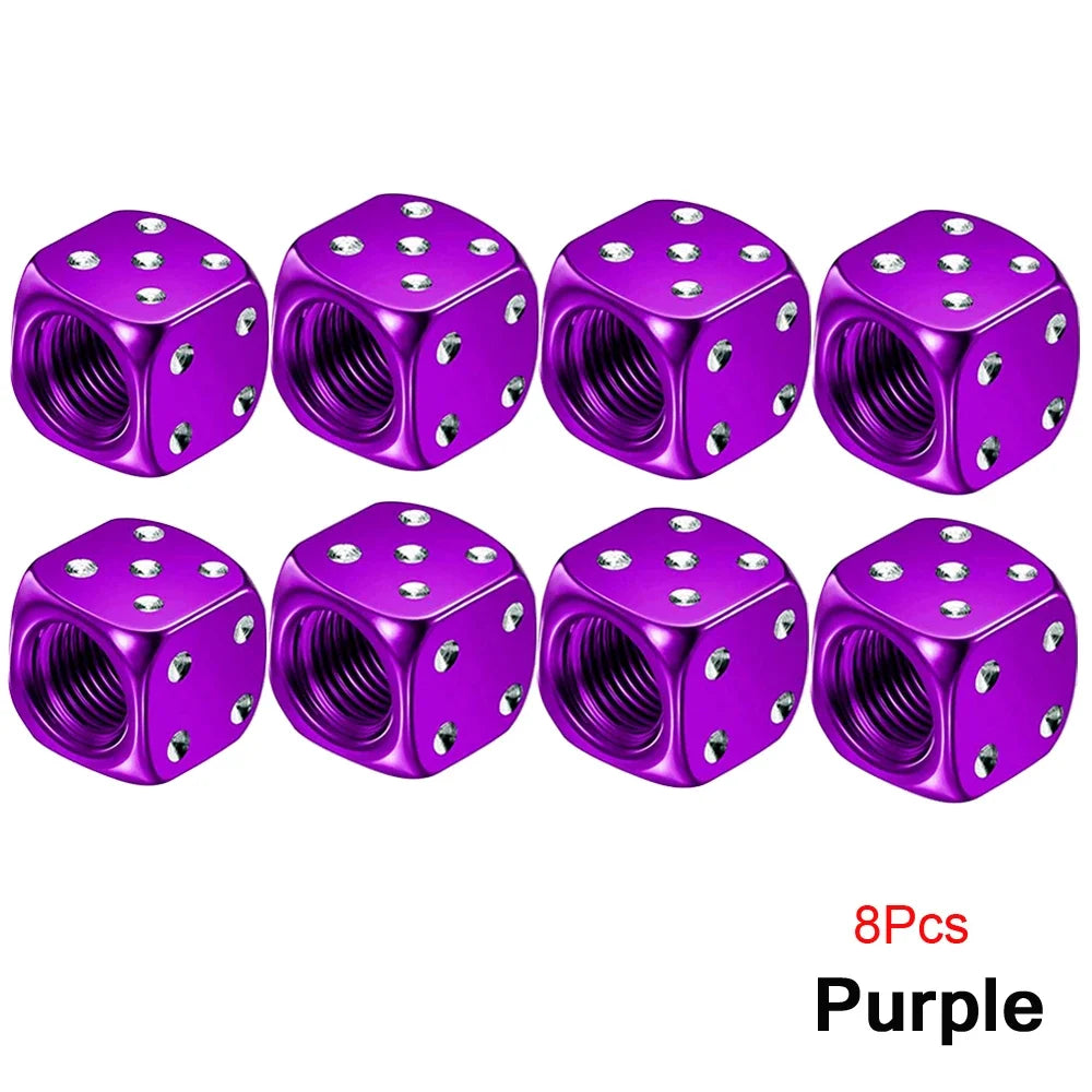 Aluminum Dice Tire Valve Cap Set for Car Motorcycle Bicycle or Truck