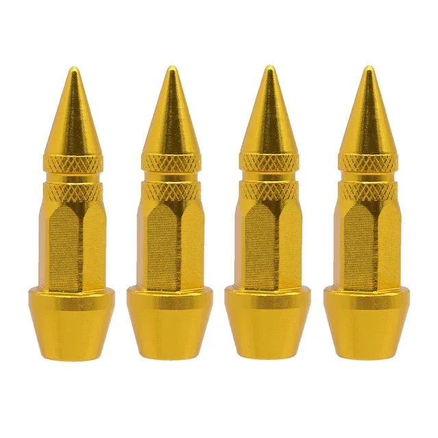 Bullet Style Tire Valve Caps Set of Four Universal Fit for Car Motorcycle and Bicycle