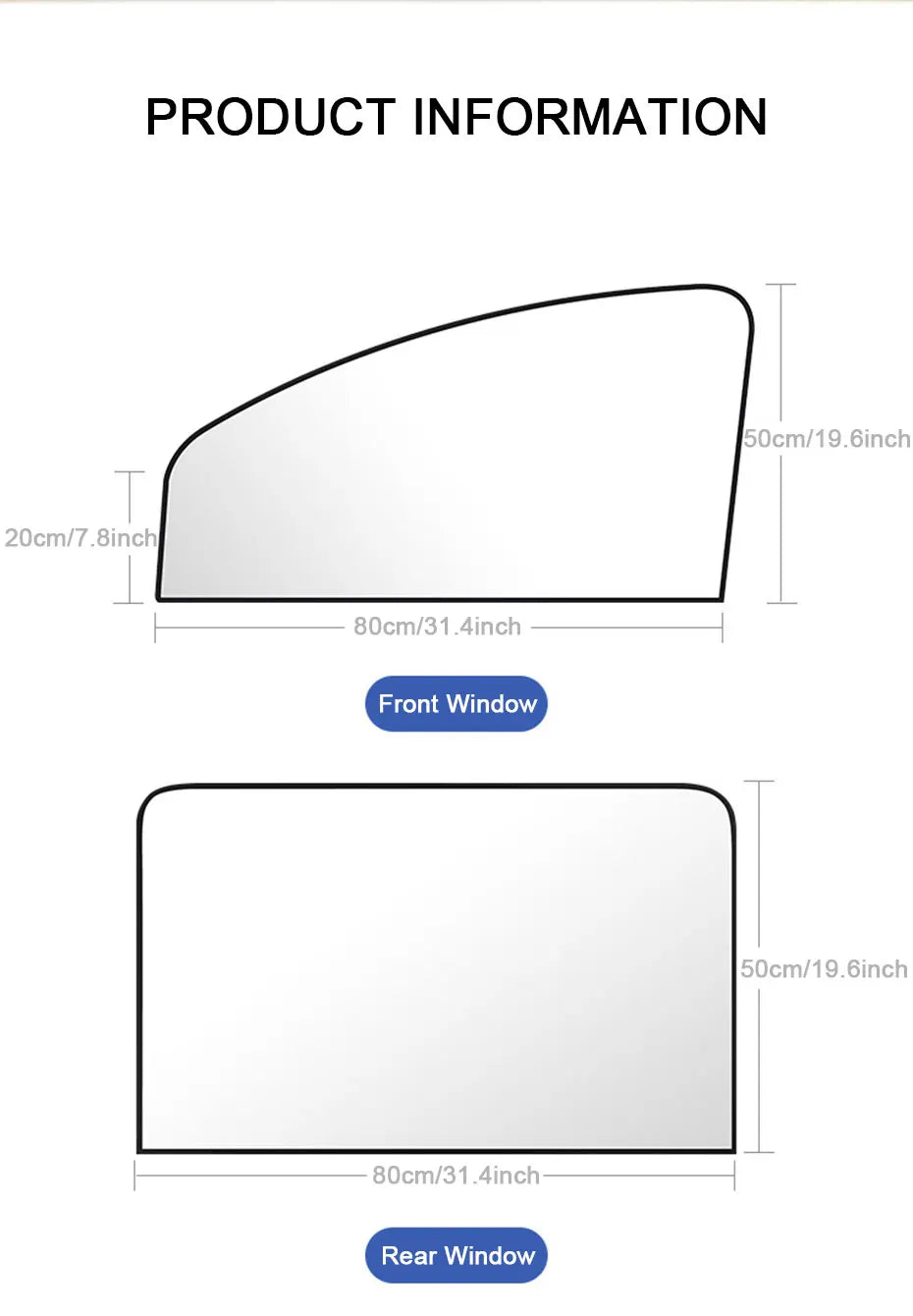 2PCS Privacy & UV Protection Sun Shades for Front and Rear Windows