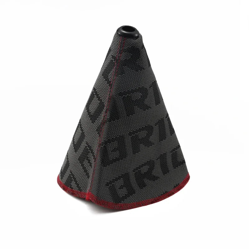 JDM Style Fabric Gear Shift Boot Cover with Red Stitching