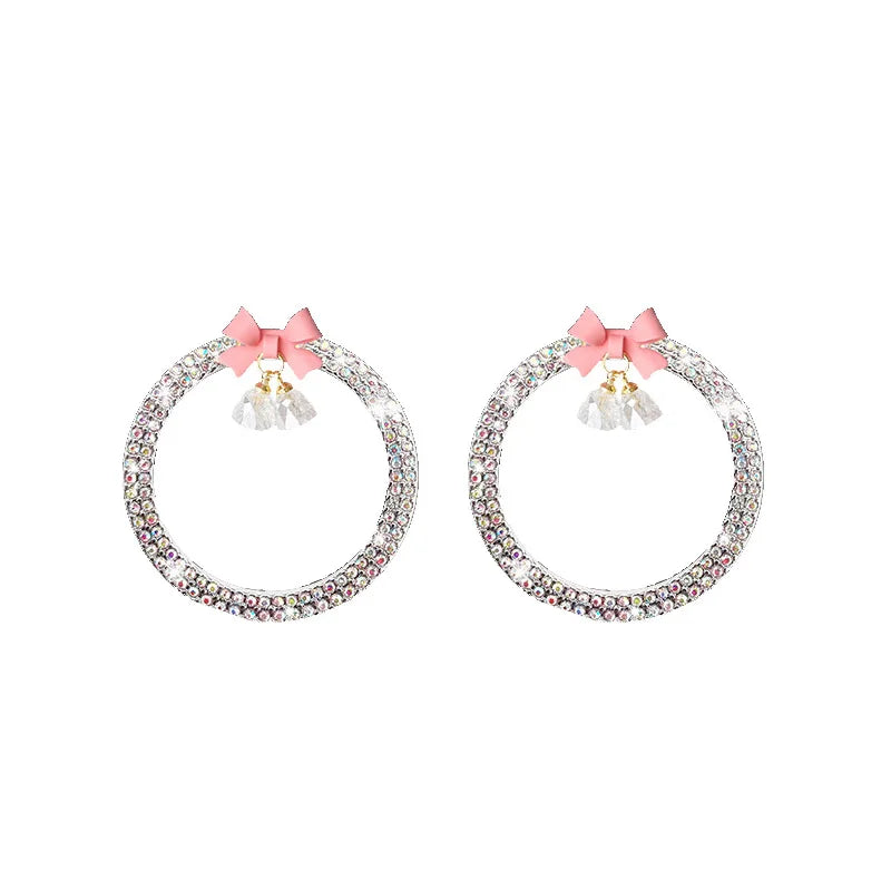 Rhinestone Bow Bell Car Start Switch Button Cover – Decorative Diamond Sticker Ring Trim