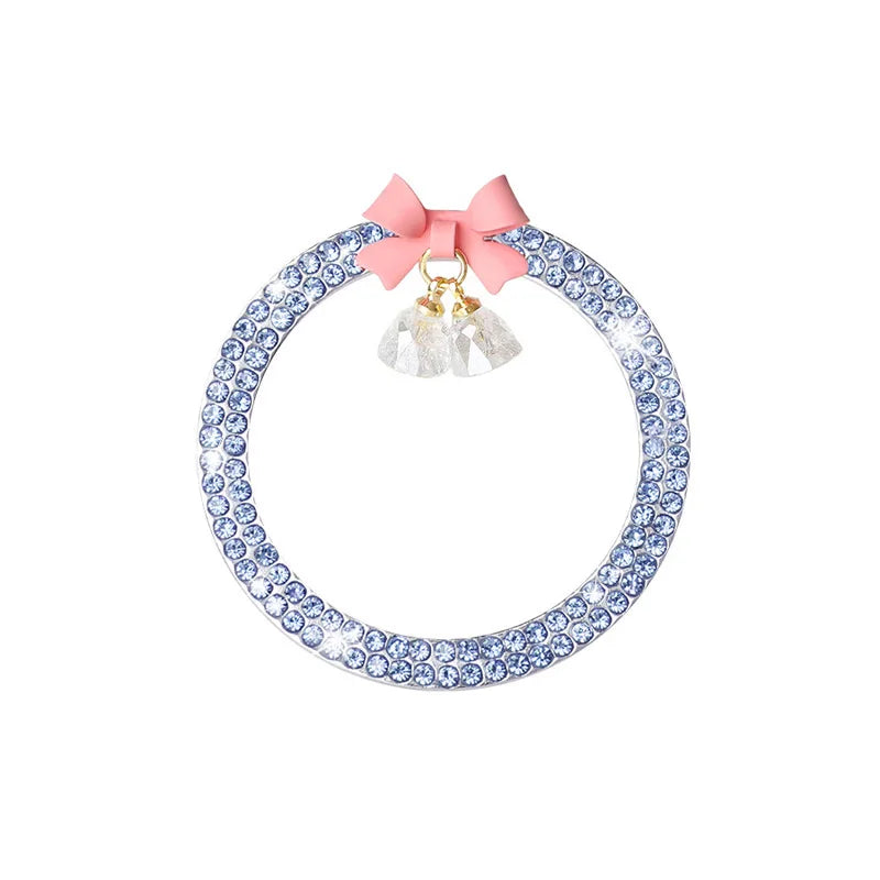 Rhinestone Bow Bell Car Start Switch Button Cover – Decorative Diamond Sticker Ring Trim