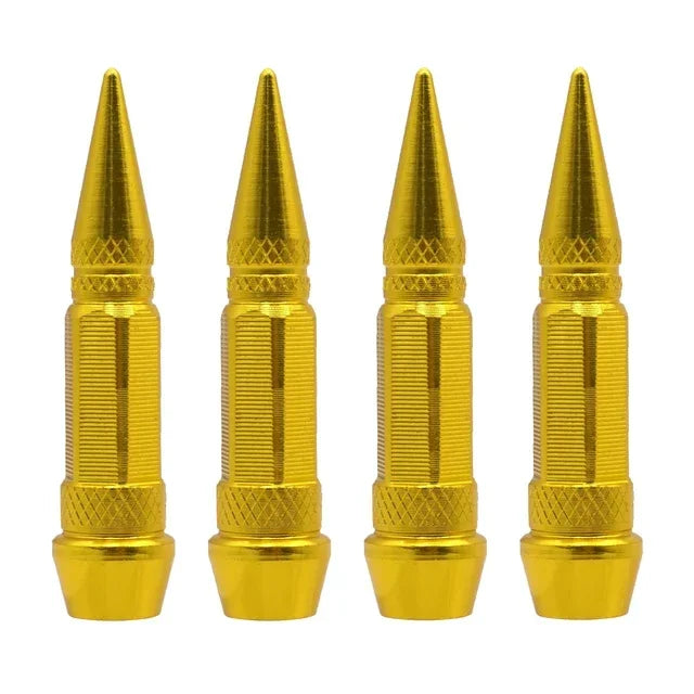 Bullet Style Tire Valve Caps Set of Four Universal Fit for Car Motorcycle and Bicycle