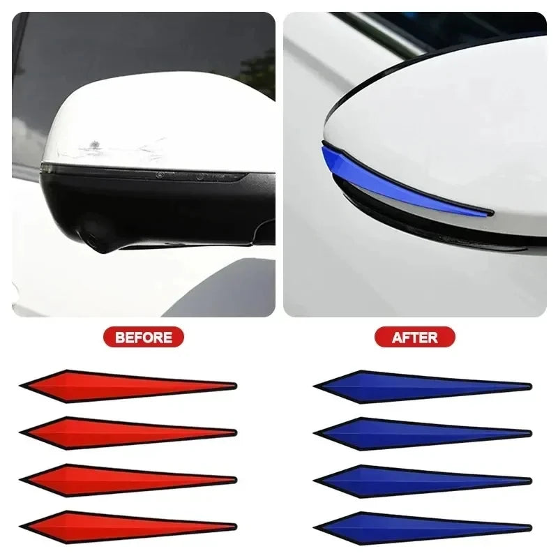 4PCS Car Anti-Scratch Protective Stickers – Bumper, Door, Rearview Mirror Edge Guard Rubber Strips