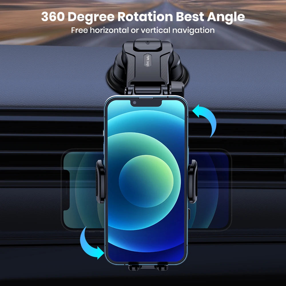 Universal Car Phone Holder for Dashboard with 360 Degree Rotation Anti Slip Grip and Adjustable Arm
