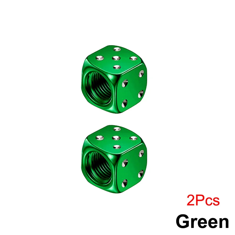 Aluminum Dice Tire Valve Cap Set for Car Motorcycle Bicycle or Truck
