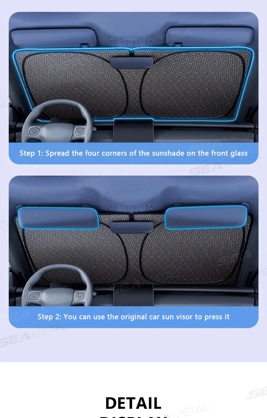 SEAMETAL Foldable Windshield Sunshade Thick 5-Layer Windscreen Sun Protection Cover Privacy Curtain Universal for Sedan Suv Mpv