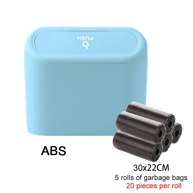 Compact Hanging Car Trash Bin with Lid Push to Open Design for Clean and Organized Interiors