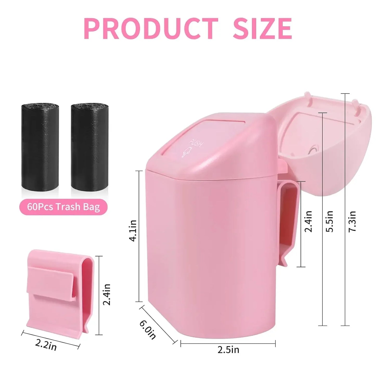 Compact Hanging Car Trash Bin with Lid Push to Open Design for Clean and Organized Interiors